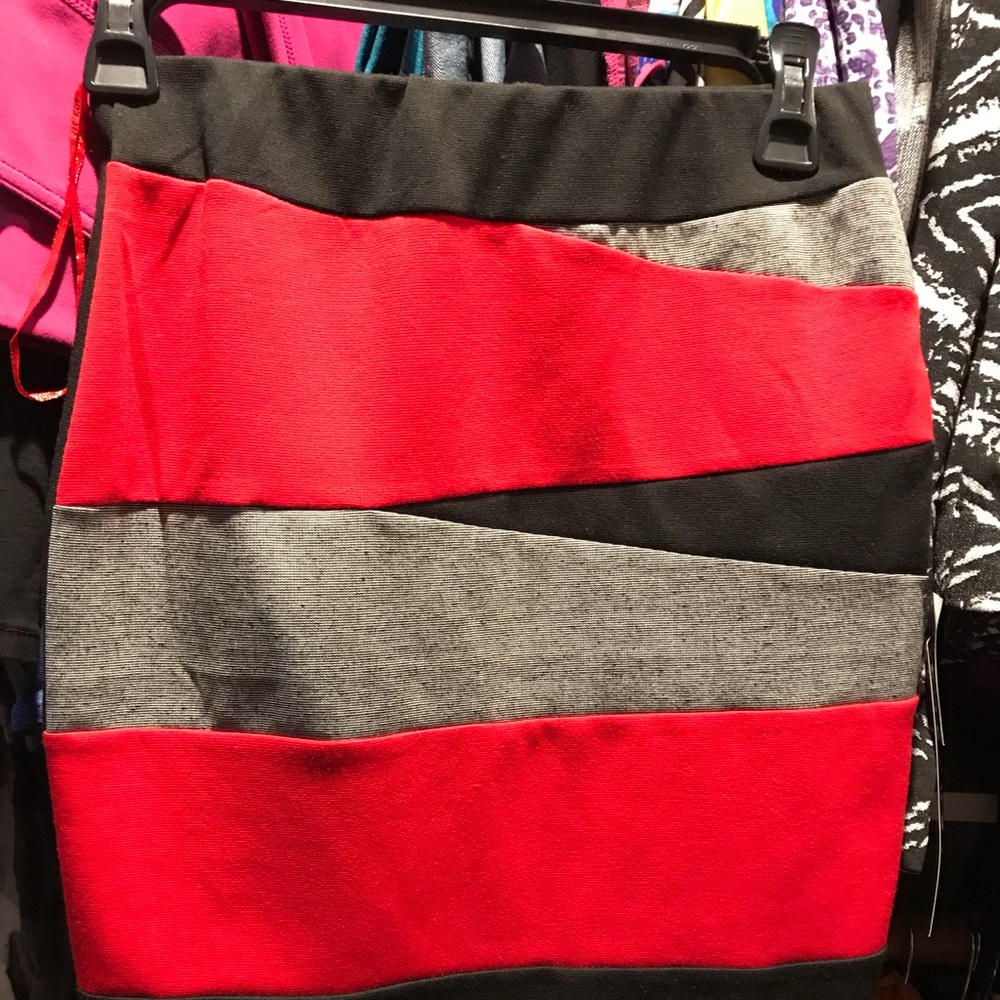 Red, gray and black skirt